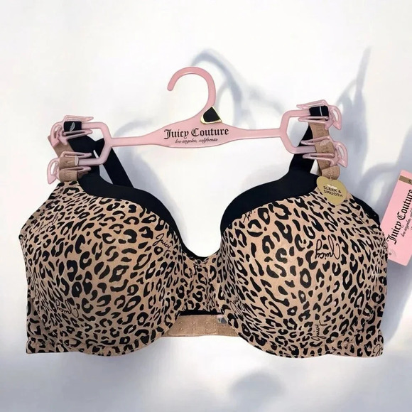 Juicy Couture Sexy Push-Up Leopard Print & Solid Black Bra Set NWT size 36D - Picture 4 of 8